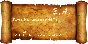 Brtyka Anasztáz névjegykártya